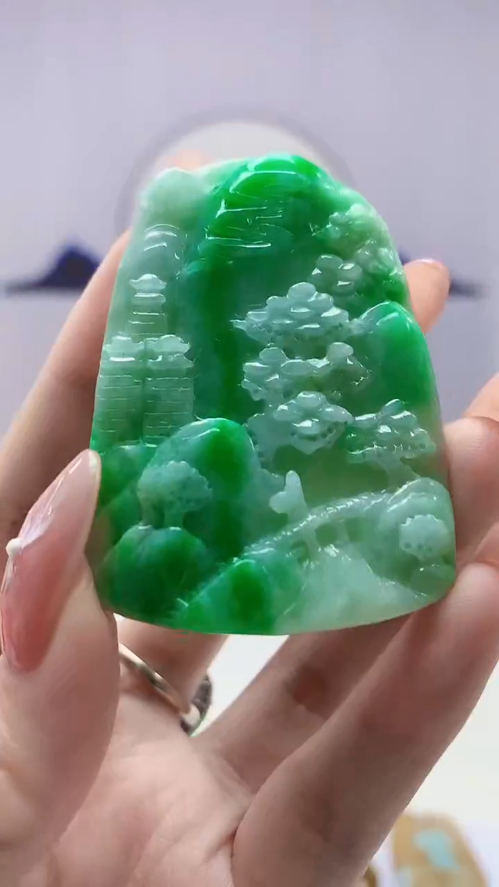 【闪购商品】定制翡翠未镶嵌4917DD-毛货挂件山水185