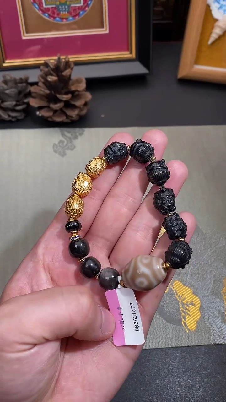 【闪购商品】玛瑙/玉髓颈饰未镶嵌Z27661六眼大黑天手串