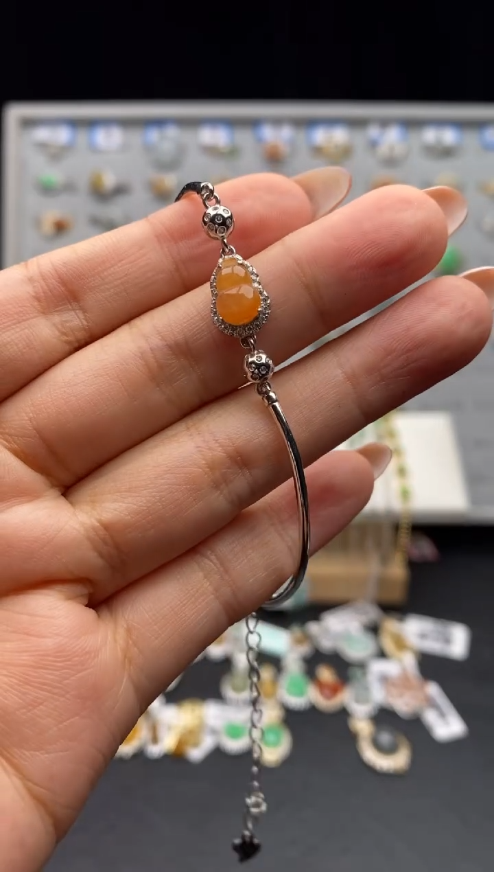 银S925镶嵌戒指翡翠天然A货翡翠