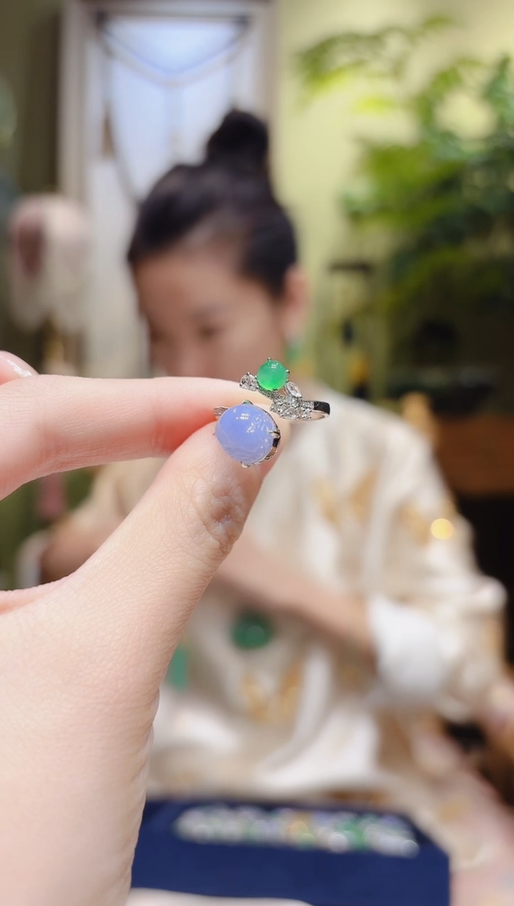 【闪购商品】翡翠戒指18K金镶嵌紫貔貅翡翠戒指