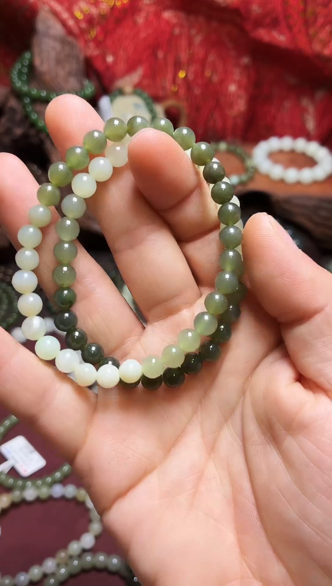 未镶嵌手链和田玉6mm渐变