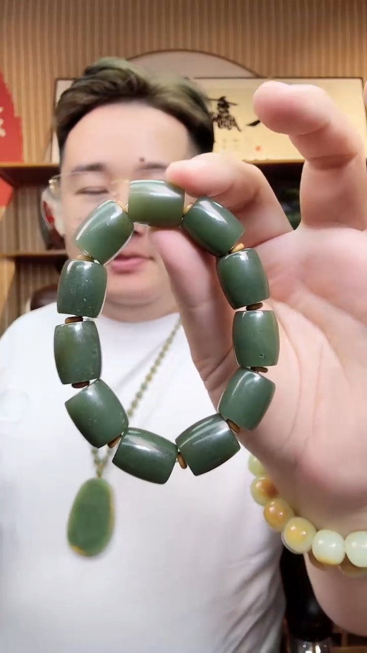 手串未镶嵌岫岩河磨玉（透闪石质玉）多样性随机发货其一
