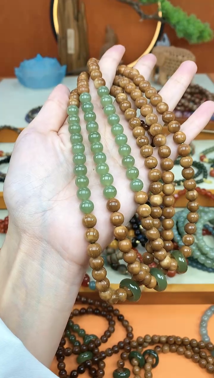 【闪购商品】库克手串未镶嵌库克菩提和田双圈08手串