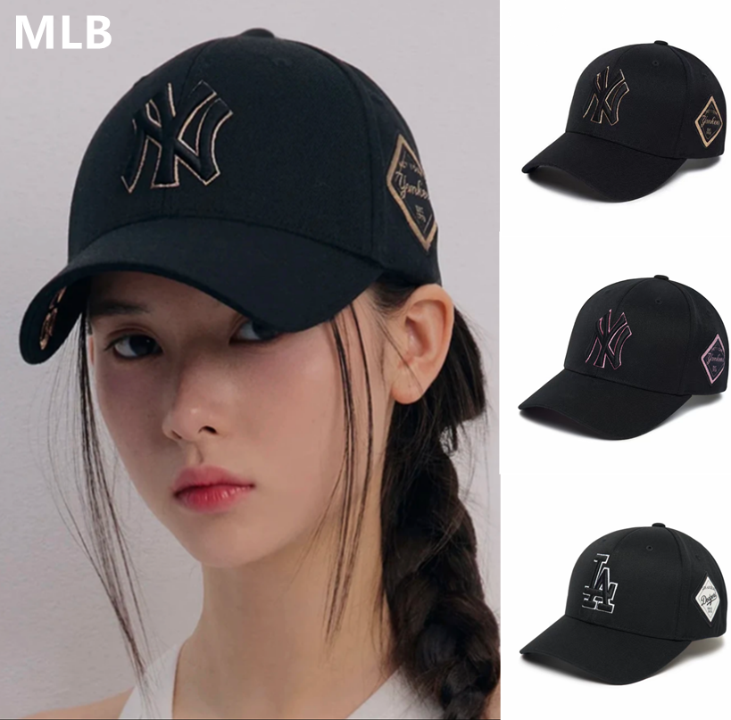 MLB帽子男女硬顶NY字母金标刺绣户外潮流棒球帽防晒休闲鸭舌帽