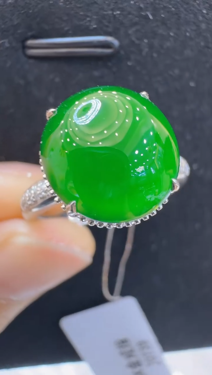 翡翠戒指18K金镶嵌多样性发货拍一发一