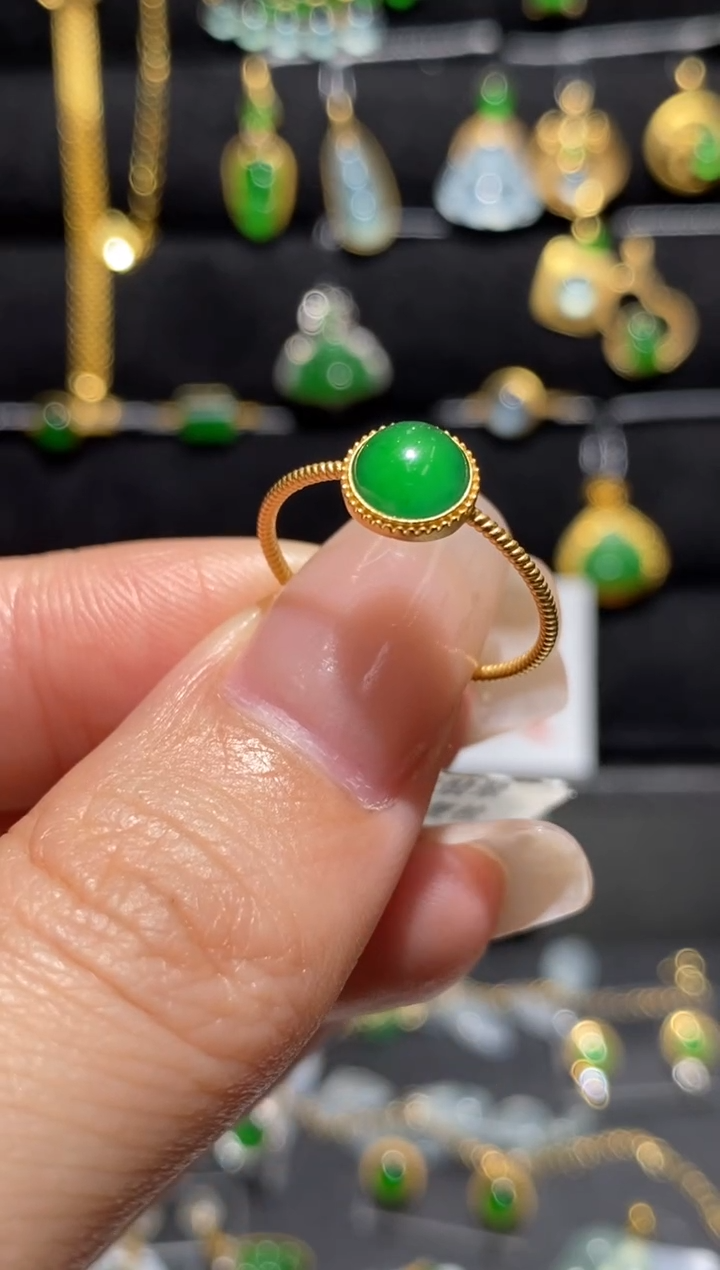 【闪购商品】翡翠戒指18K金镶嵌戒指