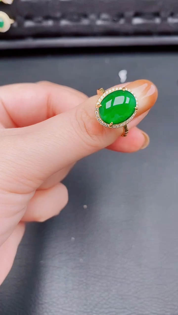 【闪购商品】翡翠戒指银S925镶嵌天然a货翡翠397