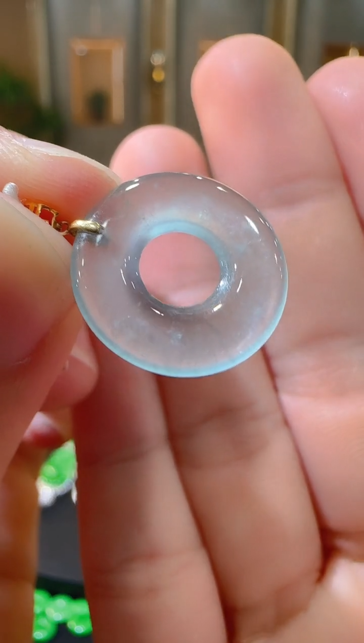 翡翠18K金镶嵌吊坠(不含链)天然A货翡翠多样性发一