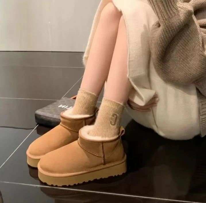 经典冬雨款雪地靴厚底河南桑坡雪地靴加厚冬季皮毛一体时尚雪地靴