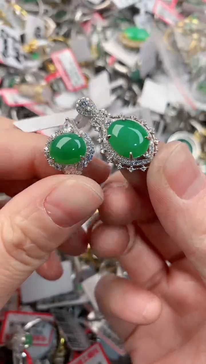 银S925镶嵌戒指翡翠444                  4