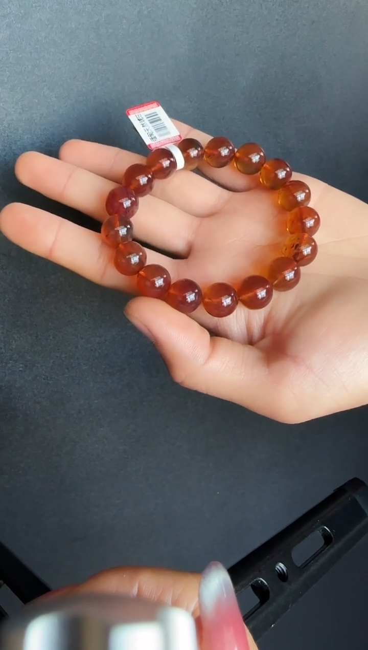 手串琥珀未镶嵌#7缅甸琥珀紫罗兰手串12mm