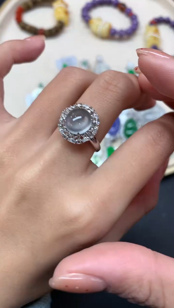 【闪购商品】翡翠戒指18K金镶嵌戒指A16|12800