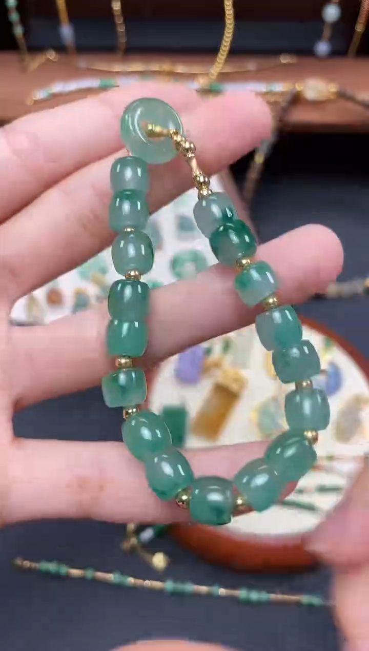 【闪购商品】石英质玉套链18K金镶嵌一个  JK325