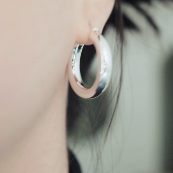 925银耳饰 简约百搭素款光面气质高级感空心圆圈耳扣冷淡风耳环