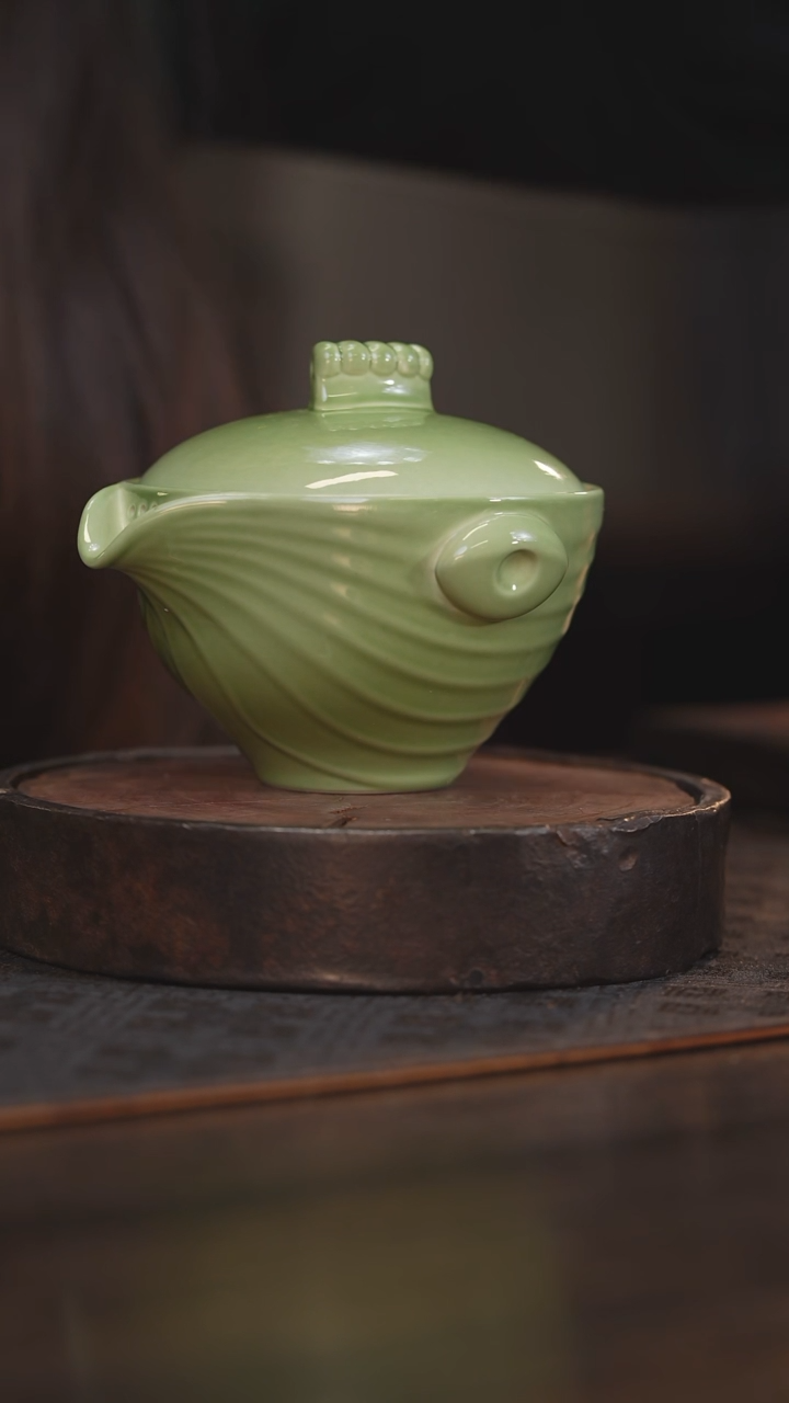 【闪购商品】杯101柴房陶瓷丨绿色手抓壶