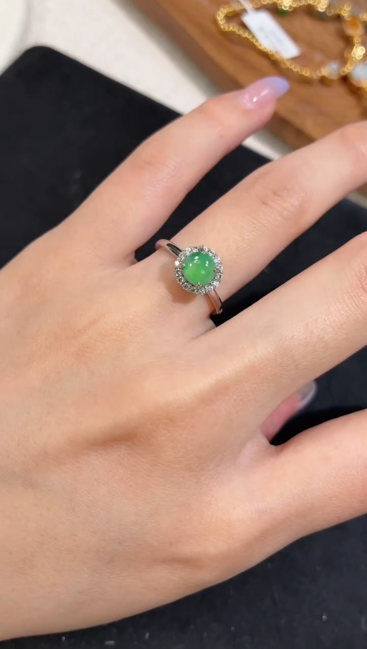 银S925镶嵌戒指翡翠戒指