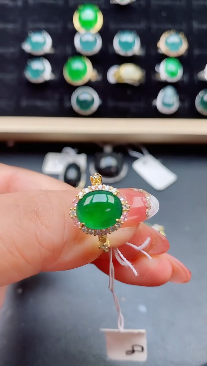 【闪购商品】翡翠戒指银S925镶嵌12121