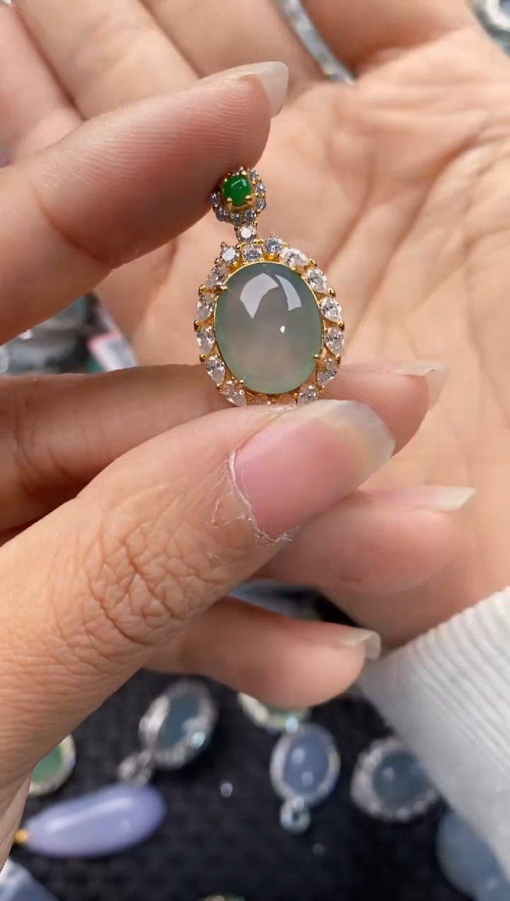 银S925镶嵌戒指翡翠666----5