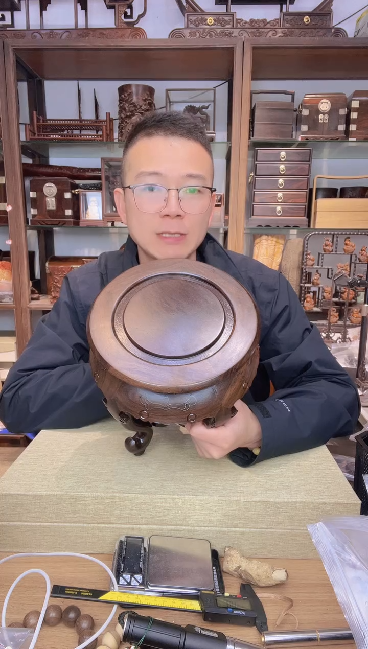 【闪购商品】乌木类书架949黑檀掐丝如意凳