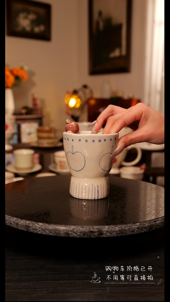陶瓷便携款小苹果手作杯  