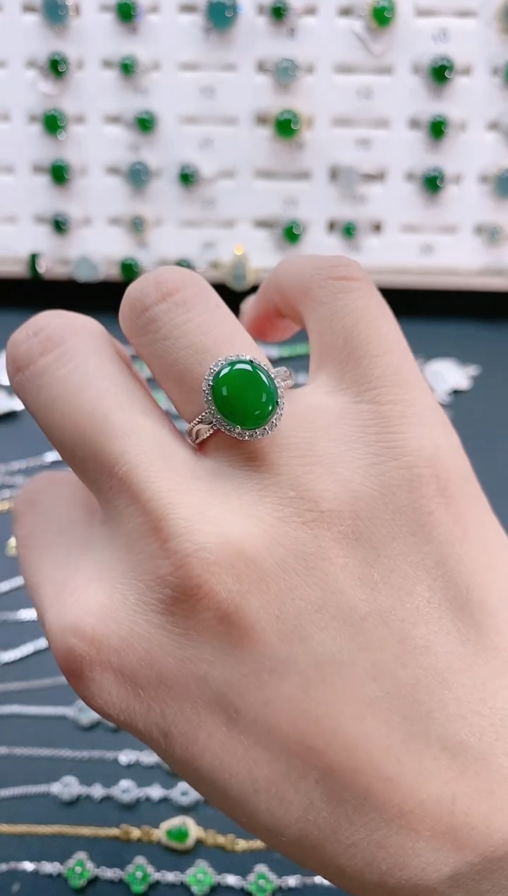 【闪购商品】翡翠戒指银S925镶嵌天然翡翠