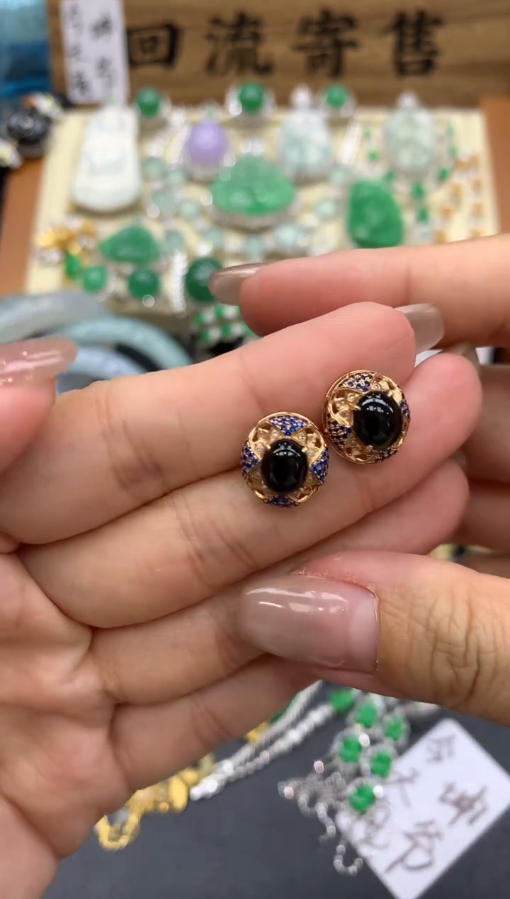 【闪购商品】翡翠耳饰18K金镶嵌310-中国好珍宝