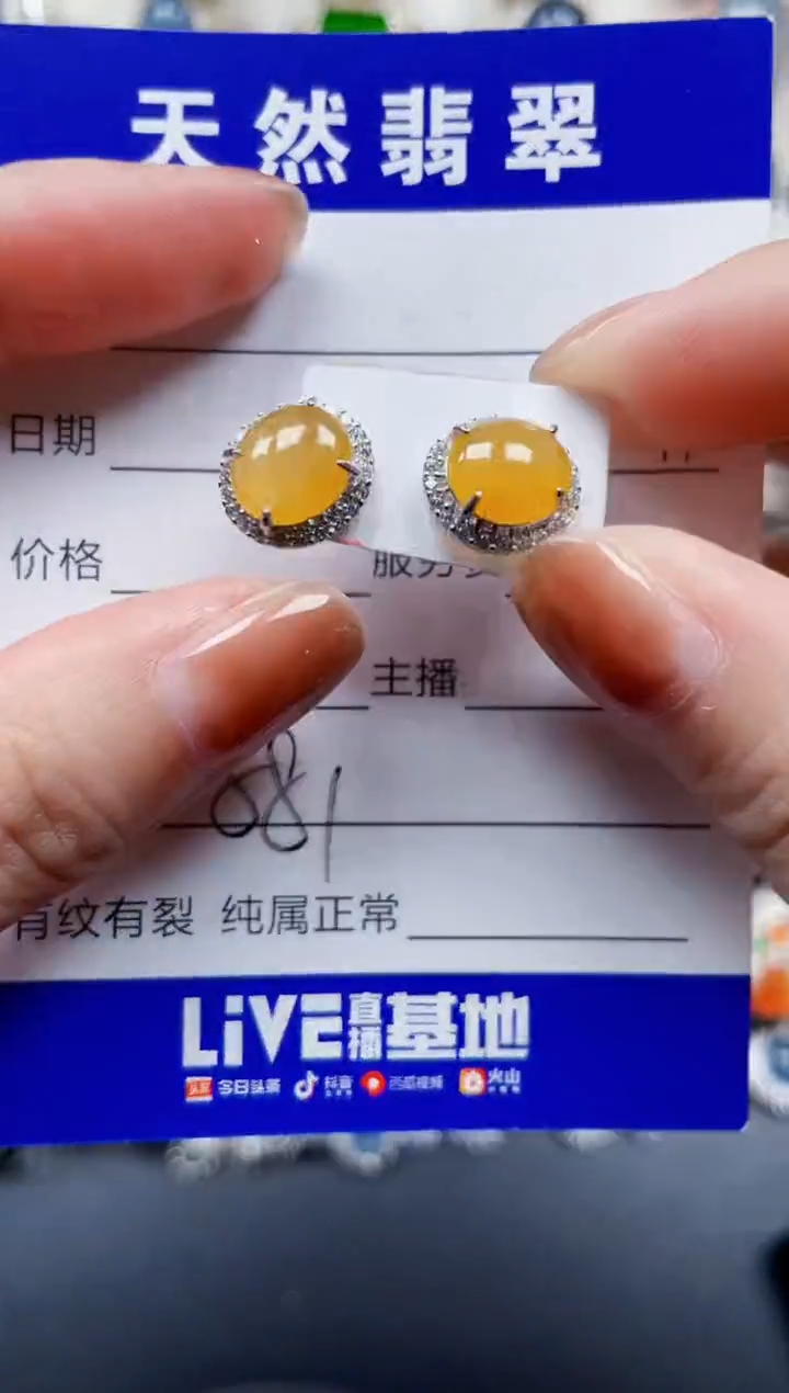 银S925镶嵌翡翠耳饰581