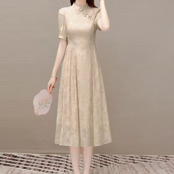 【XY1226】夏装新款时尚收腰显瘦中长款国风旗袍连衣裙