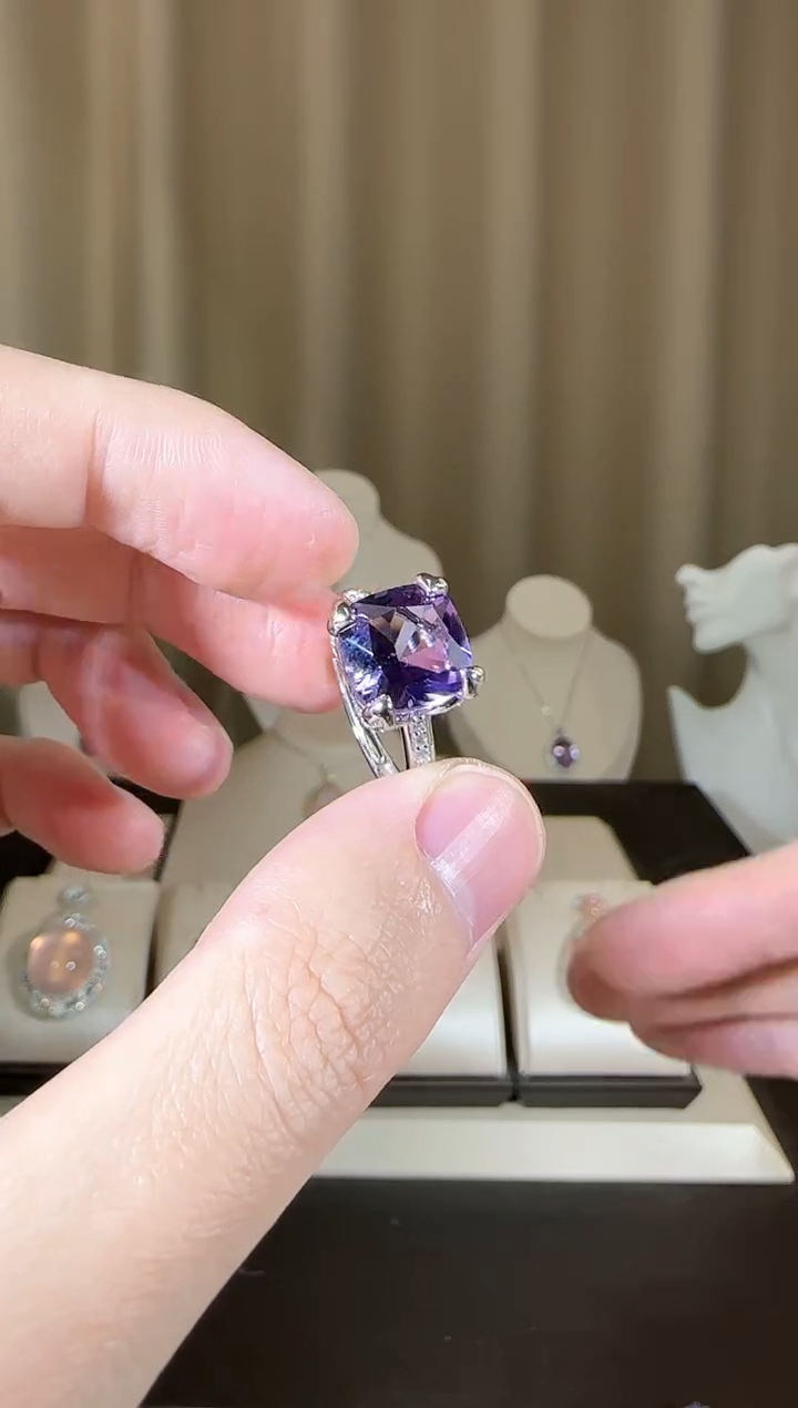 【闪购商品】紫晶戒指银S925镶嵌11mm