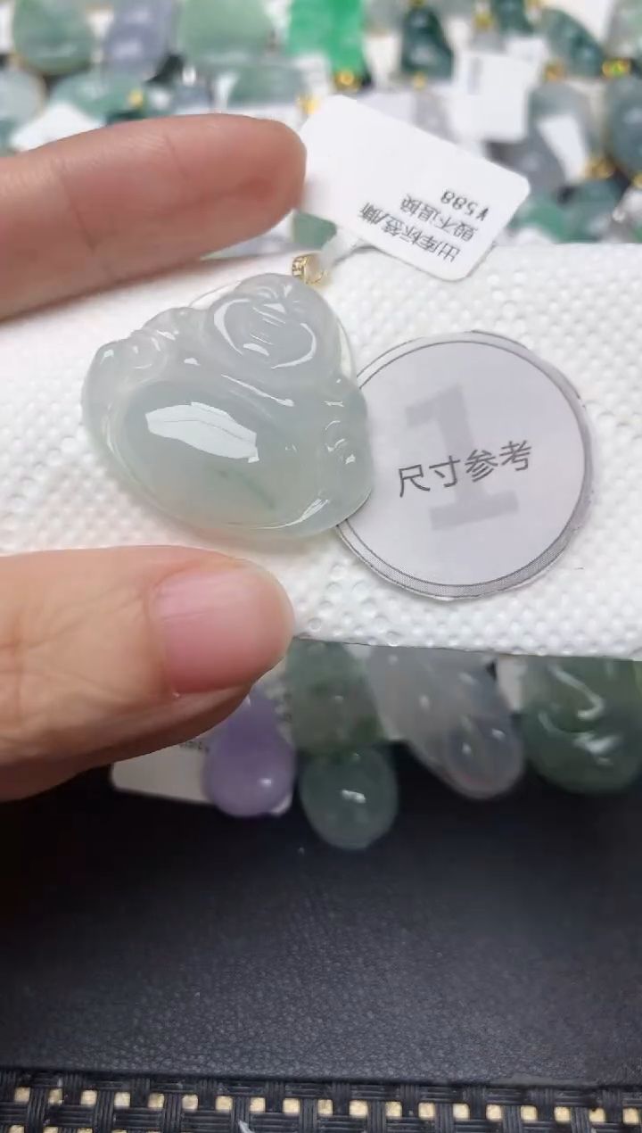 颈饰18K金镶嵌翡翠天然缅甸A货翡翠