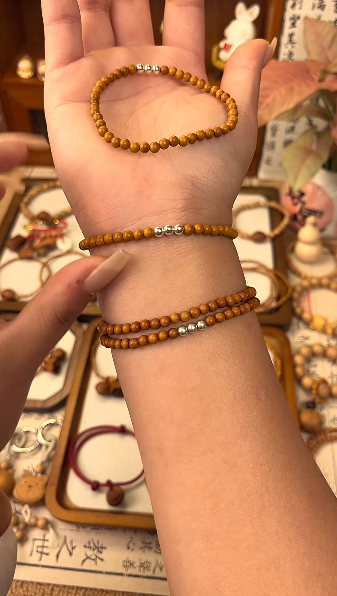 手串/手链核桃桃核圆珠加银珠一物一拍