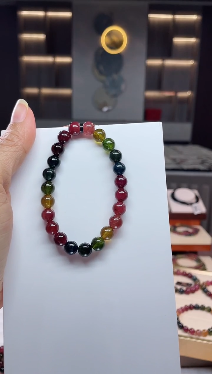 未镶嵌老矿碧玺单圈手串8mm+碧玺（多样性发一条）Q