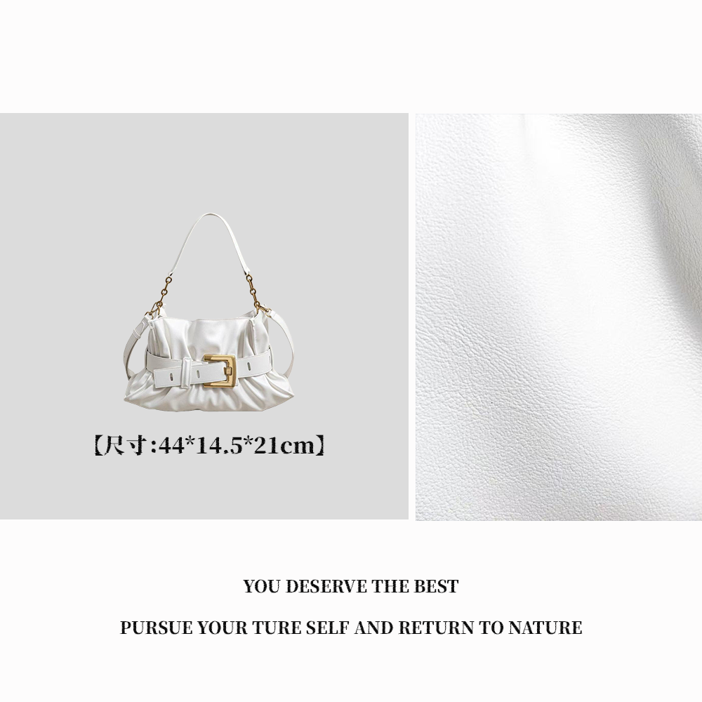 【广州特特】SK-63053-米白休闲百搭时尚女士小众简约肩包