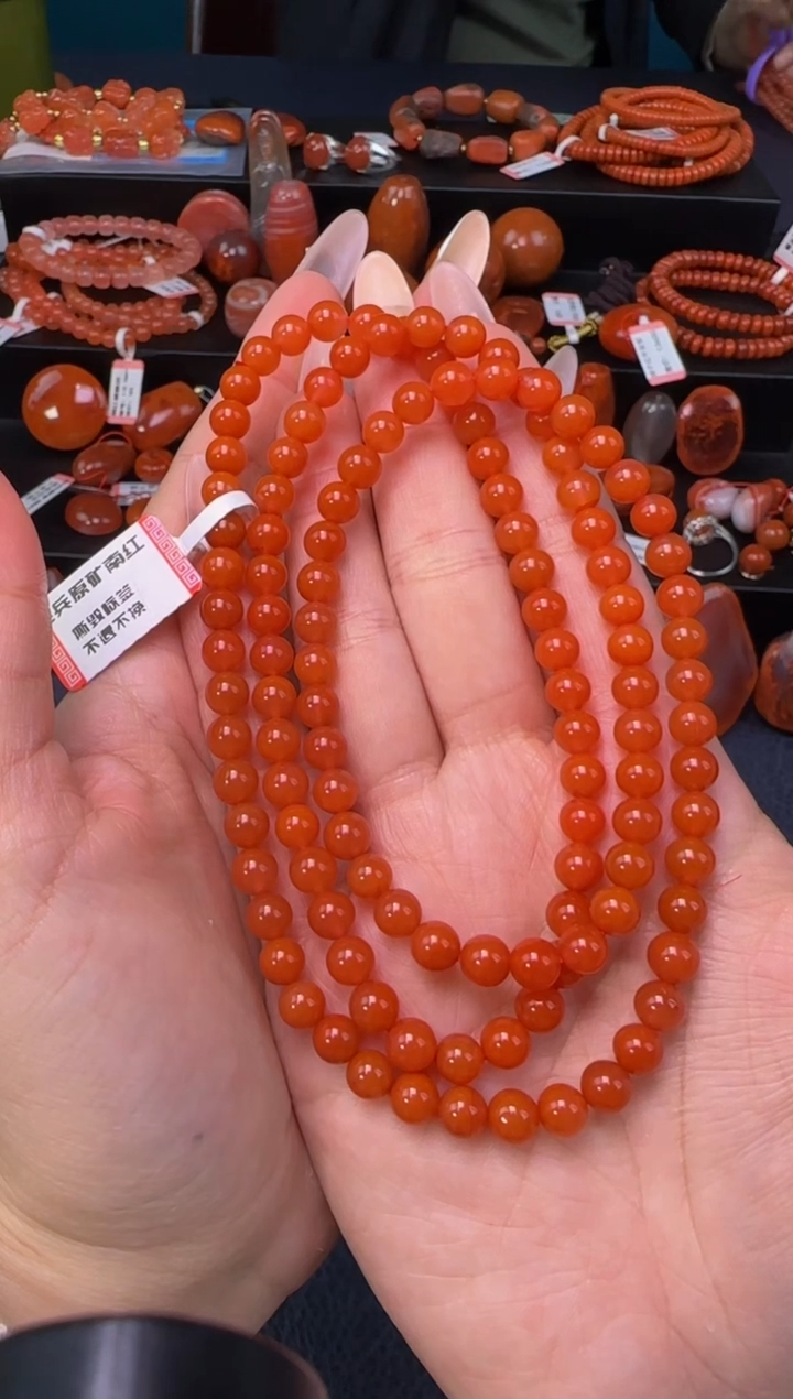 【闪购商品】南红玛瑙手串未镶嵌原矿无优化6mm樱桃红项链