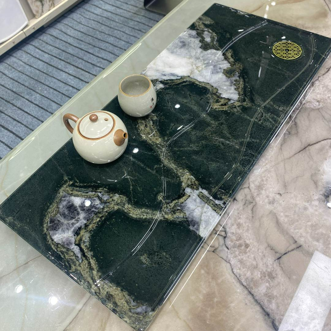 天然石材湿泡茶盘干泡盘摆件盘