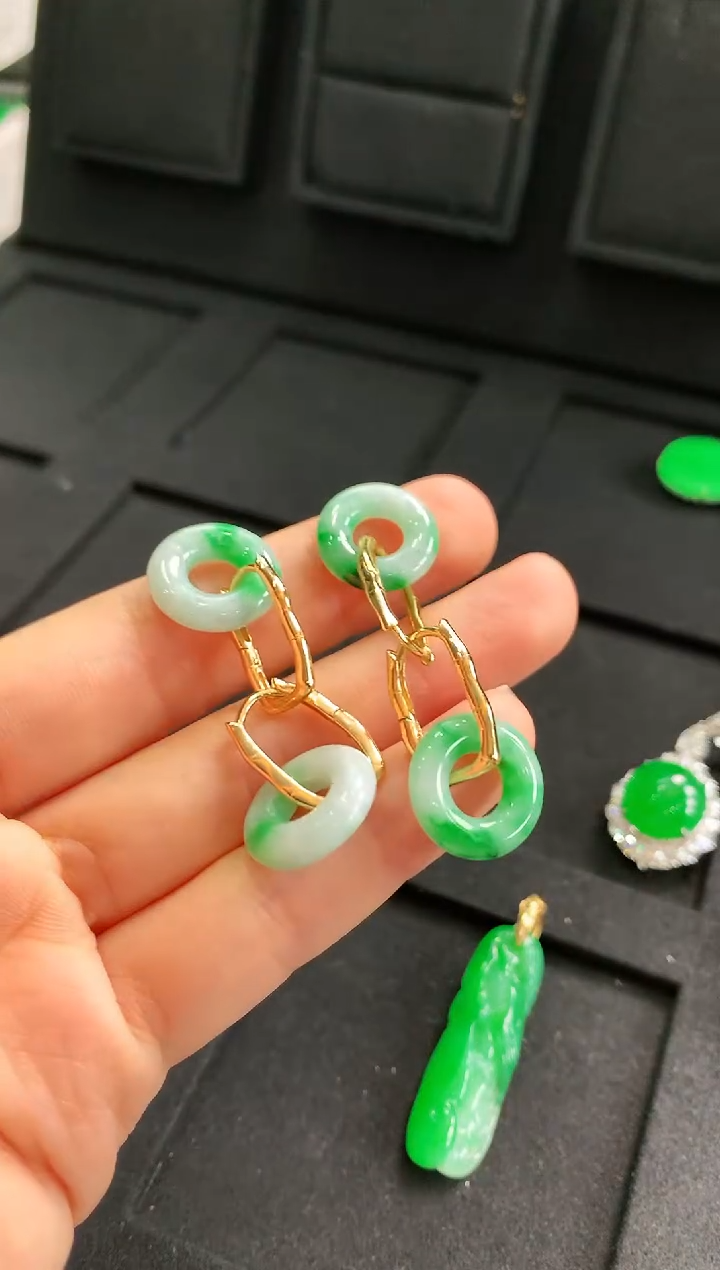 【闪购商品】翡翠耳饰银S925镶嵌耳饰（多样性发货发一对）