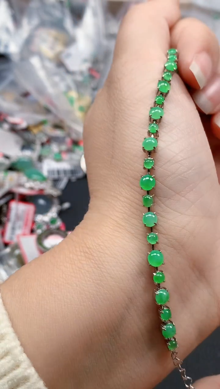 银S925镶嵌戒指翡翠天然A货缅甸翡翠