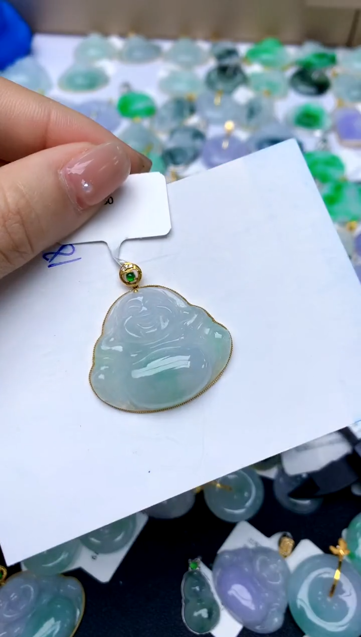 【闪购商品】翡翠颈饰18K金镶嵌天然A货翡翠