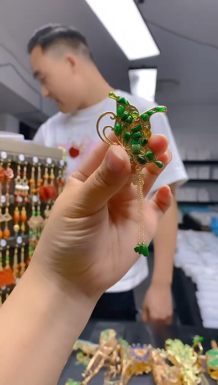 【闪购商品】翡翠耳饰合金0116翡翠胸针