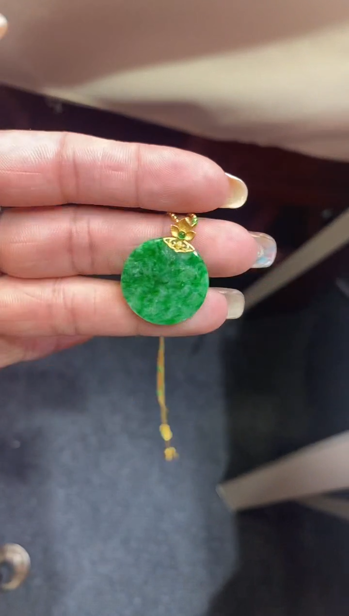 翡翠18K金镶嵌吊坠(不含链)无事牌