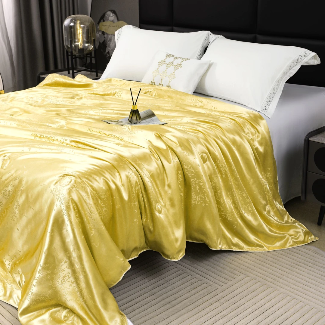 迪迪礼物 轻奢风金色蚕丝被买一送一