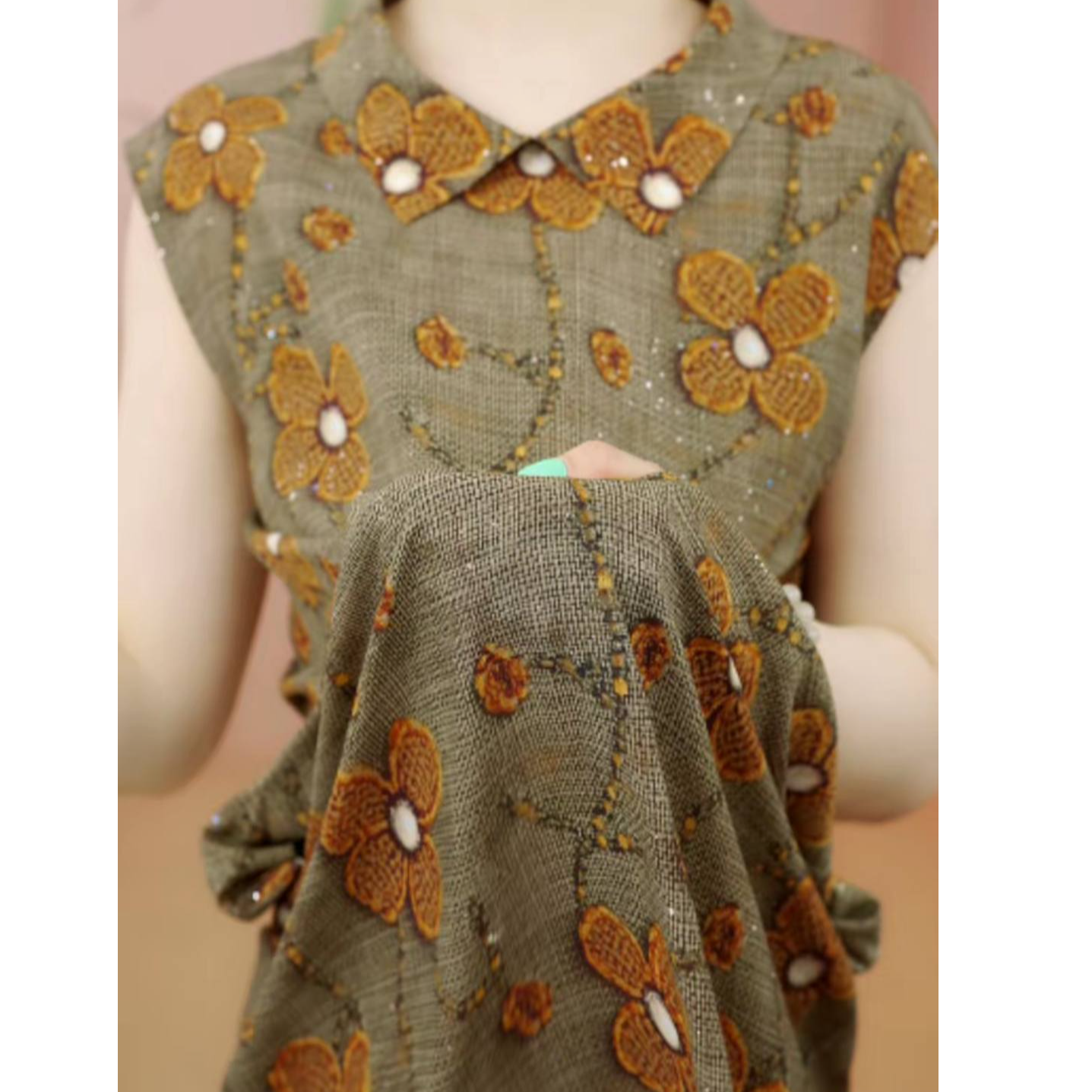 X【送腰封】杭州专柜2025阔太太高端春花秋月显瘦连衣裙 852-6