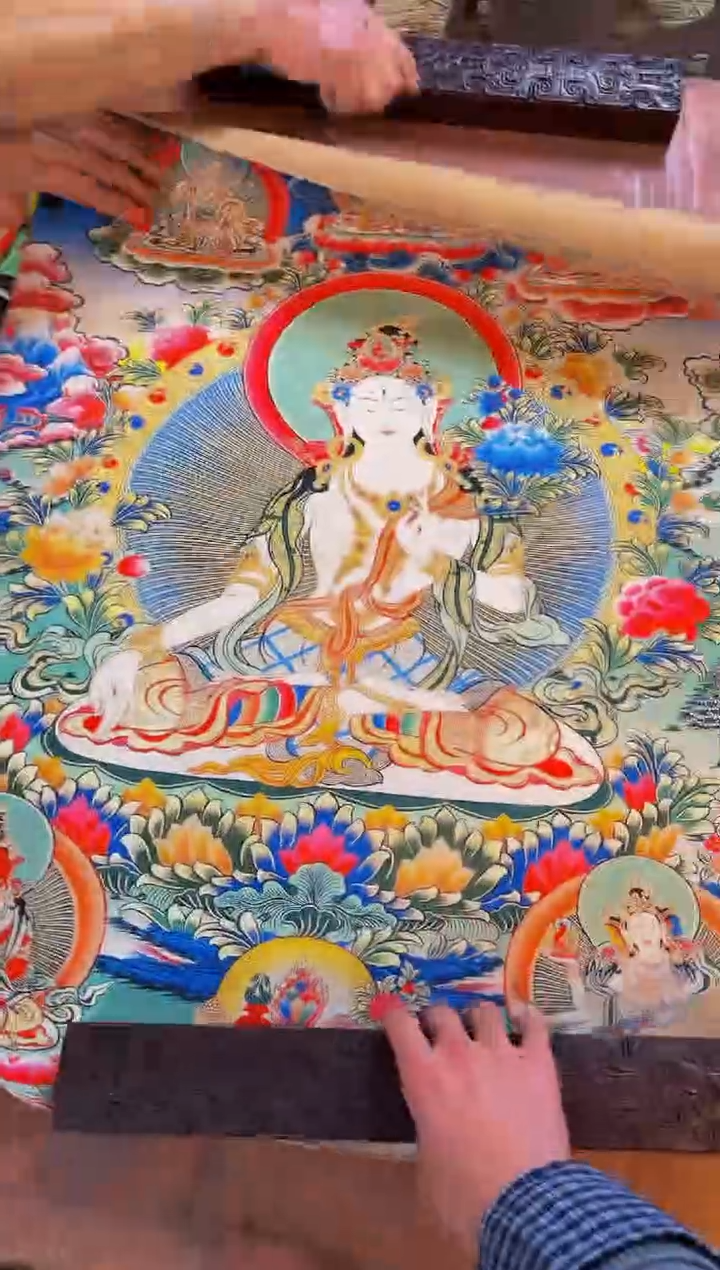 装裱画精品手绘唐卡链接--A158白度母