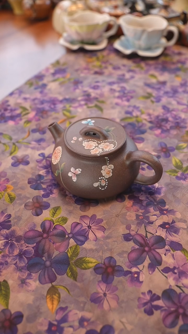 茶壶紫砂天青泥石瓢壶 繁花150cc