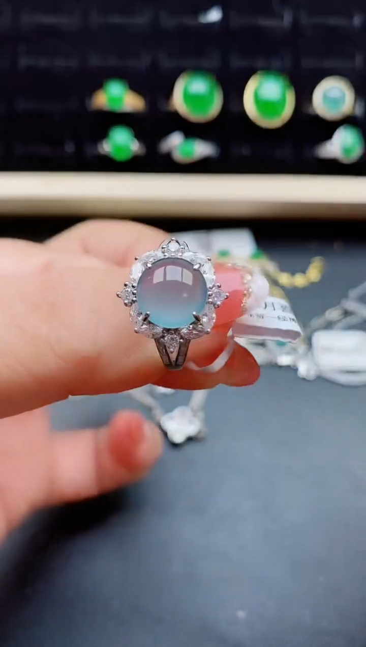 【闪购商品】翡翠戒指银S925镶嵌0800