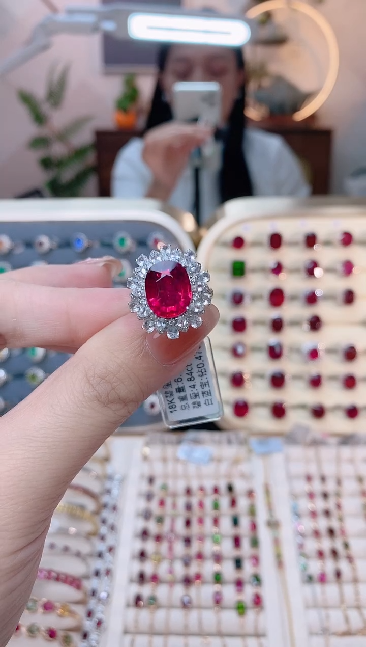 【闪购商品】碧玺18K金戒指18K金镶嵌18K金戒指