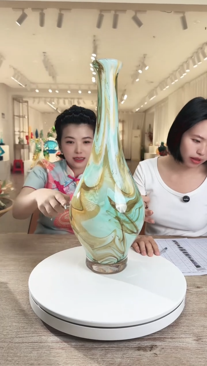 手工艺品琉璃千里江山花器摆件