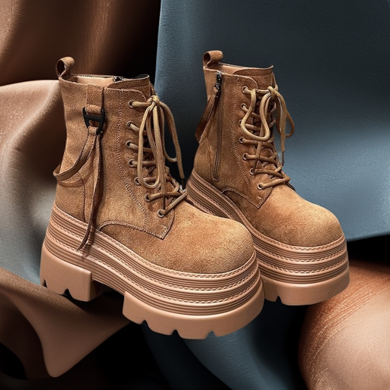 2025秋季新款10cm美拉德厚底小个子短靴冬季百搭高跟高颜值厚底鞋