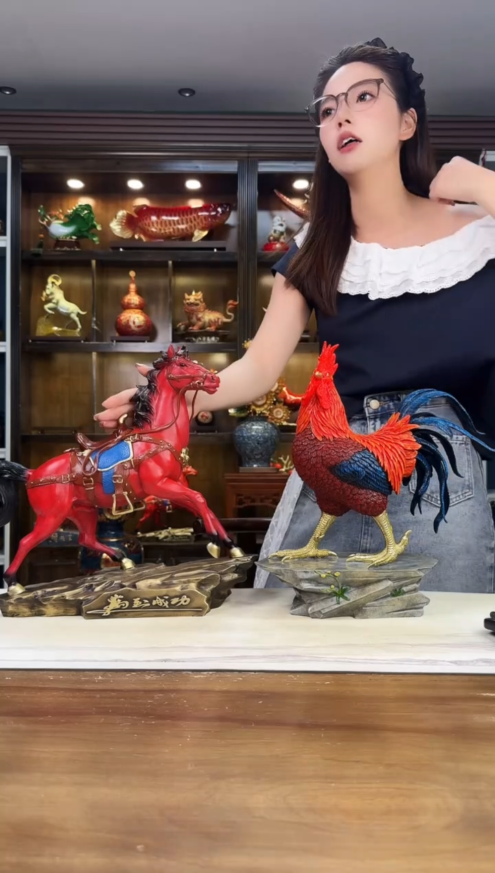 黄铜大吉大利公鸡+大号一战成名马