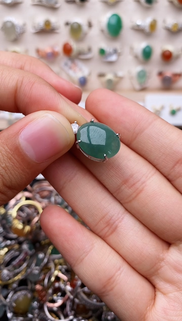 【闪购商品】翡翠戒指银S925镶嵌缅甸翡翠